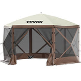 VEVOR Gazebo Screen Tent, 10 x 10 ft, 6 Sided Pop-up Camping Canopy Shelter Tent with Mesh Windows, Portable Carry Bag, Ground Stakes, Large Shade Tents for Outdoor Camping, Lawn and Backyard VEVOR