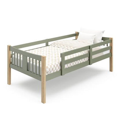 Storkcraft Caribou Bunk Bed Twin Over Twin Bunk Bed (Olive and Natural) - GREENGUARD Gold Certified, Twin Bunk Beds for Kids, Converts to 2 Individual Twin Beds (Mattress not Included)