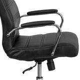 Flash Furniture Whitney High-Back Swivel LeatherSoft Desk Chair with Padded Seat and Armrests, Adjustable Height Padded Office Chair, Black/Chrome Flash Furniture