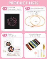 TINDTOP Embroidery Kit for Beginners Adult, Fox Embroidery Kit for Beginners Include Embroidery Cloth Hoops Threads for Craft Lover Hand Stitch with Embroidery Skill Techniques