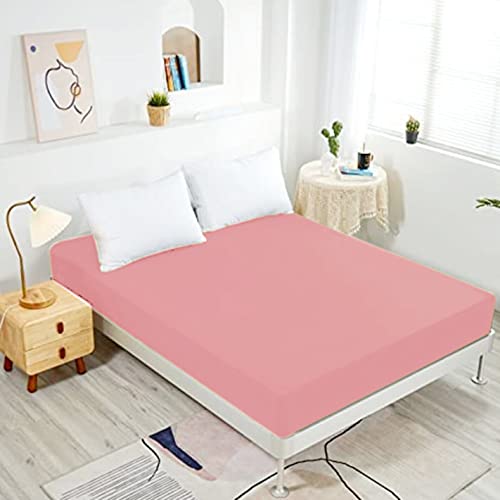 NHNHN Fitted Sheet-Deep Pockets-Soft Microfiber-Easy Care-Shrinkage and Fade Resistant-Fitted Sheets Twin Size for Girl Teens Kids-Only 1 Fitted Sheet (Twin, Blush) NHNHN