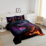 Erosebridal 3D Dragon Bedding Set King Magical Wildlife Comforter Set, Wild Animal Bedding Comforter Sets Gradient Lightning Down Comforter, Glowing Fire Duvet Insert Boys Girls Funny Home Decoratives Erosebridal
