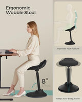 SONGMICS Ergonomic Wobble Stool, Height Adjustable Standing Desk Stool 23.6-33.3 Inches, Swivel Balance Chair with Non-Slip Base, Standing Chair, for Active Sitting, Office, Home, Ink Black UOSC02BK SONGMICS