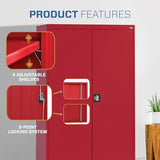 Sandusky Lee EA4R462472-01 Elite Garage Storage Cabinet, Steel Utility Cabinet with Adjustable Shelves, 72"H, Red Sandusky