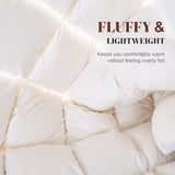 WhatsBedding Queen Size Feather Comforter, Filled with Feather and Down Fiber, White All Season Duvet Insert - Luxurious Hotel Bed Comforter - 100% Cotton Cover, Medium Warmth with Corner Tabs - 90x90 WhatsBedding