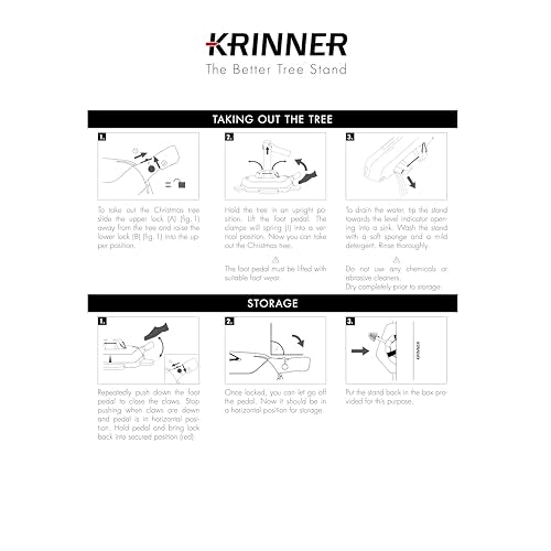 Krinner - Tree Genie L (Gen 2)- Single Cable Operation, Water Level Indicator, 5 Stabilizer Feet, Up to 8 Foot Trees - Christmas Tree Stand