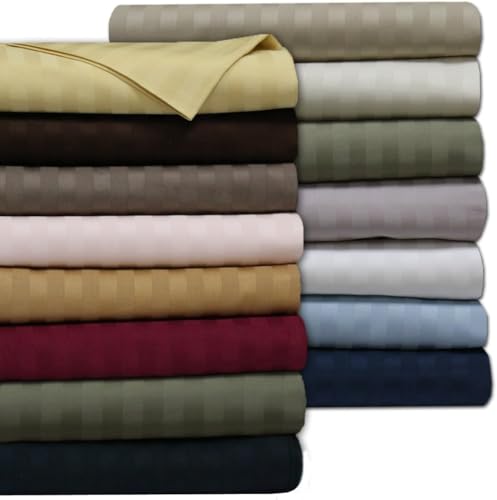 sheetsnthings Damask Stripes 650-Thread-Count Cotton-Blend 4PC Full Bed Sheets Set, White sheetsnthings