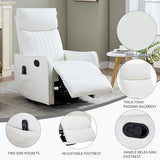 High Back Massage Recliner with Heat - Swivel Rocking Chair for Small Spaces, Manual Lazy Boy Recliner for Adults, Perfect for Living Room & Bedroom, Soft Fabric (White) HomJoones