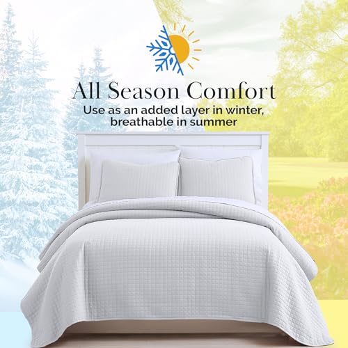 Southshore Fine Living, Inc. XL Twin Quilt Set, Microfiber Quilted Bedspread, White Bedding Twin Coverlet w/Pillow Sham, Pet Hair Resistant Bedding Coverlet Set, Quilted Comforter, Bright White Quilt Southshore Fine Living, Inc.