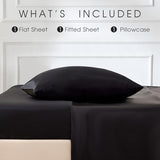 FreshCulture Satin Sheets Twin Size Bed Set - 3 Piece Luxury Soft Silky Twin Bed Sheets, Similar to Silk Sheet Set with 1 Deep Pocket Fitted Sheet, 1 Flat Sheet & 1 Pillowcase (Black) FreshCulture