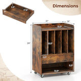 Giantex Record Player Stand, Rolling Turntable Stand with Drawer & Lockable Wheels, Record Player Table Holds Up to 150 Albums, Vinyl Record Storage for Living Room Bedroom, Rustic Brown Giantex