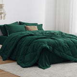 Love's cabin Full Comforter Set Dark Green, 7 Pieces Full Bed in a Bag, All Season Bedding Sets with 1 Comforter, 1 Flat Sheet, 1 Fitted Sheet, 2 Pillowcase and 2 Pillow Sham Love's cabin