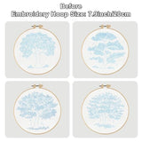 Sivilife Embroidery Starter Kit for Beginners, 4 Sets Stamped Cross Stitch Kits for Adult, Seasonal Tree Pattern Hand DIY Kits with 2 Embroidery Hoop Instructions Color Threads Needles and Scissor