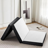 KMFurnila Folding Memory Foam Mattress, 4" Tri-Fold Single Mattress Topper with Washable Cover, Non-Slip Portable Guest Floor Bed for Travel Camping KMFurnila