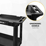 Olympia Tools 2 Shelf Black Rolling Utility Cart - Supports Up to 500 lbs, Comfort Handle - Heavy Duty Carts With Wheels - Great for Warehouse, Olympia Tools