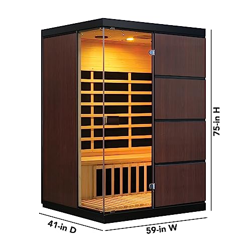 Blue Wave BSA7008 Sirona 3-Person Hemlock Infrared 8 Carbon Heaters Infared Sauna, Espresso - WoodArtSupply