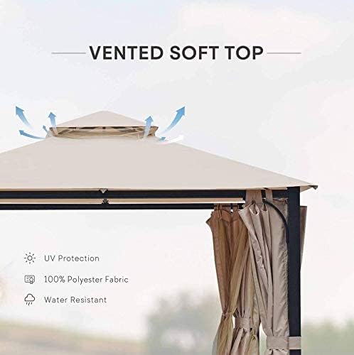 10x10FT Softtop Gazebo with Nettings and Curtains,Heavy Duty Double Roof Canopy,Galvanized Steel Design Outdoor Canopy Shelter for Patio, Backyard, Lawn, Garden, Deck