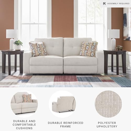 Signature Design by Ashley Danum Modern Tufted Manual Reclining Sofa with 2 Accent Pillows, Beige Signature Design by Ashley