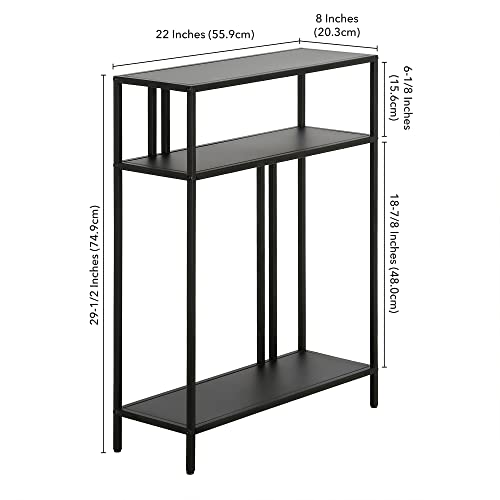 Henn&Hart 22" Wide Rectangular Console Table with Metal Shelves in Blackened Bronze, Entryway Table, Accent Table for Living Room, Hallway Henn&Hart