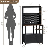 ChooChoo Pantry Cabinet with Charging Station, Kitchen Storage Cabinet with Microwave Stand, Farmhouse Kitchen Hutch with Storage for Living Room， Dining Room, Black & Espresso ChooChoo