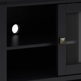 SIMPLIHOME Cosmopolitan SOLID WOOD 48 Inch Wide Contemporary TV Media Stand in Black for TVs up to 55 Inch, For the Living Room and Entertainment Center SIMPLIHOME