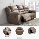 Signature Design by Ashley Stoneland Faux Leather Manual Pull Tab Reclining Sofa, Light Brown Signature Design by Ashley