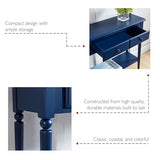 Leick Home Coastal Console Table, Solid Wood, 2 Storage Drawers, Bottom Display Shelf, Narrow Depth, Easy-Assembly, for Living Room/Hallway, Navy Blue, 30.0 in. W x 11.0 in. D x 28.0 in. H, 20027-NV Leick Home