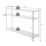 Convenience Concepts Royal Crest Glass Console Hall Table 42" - 3 Tier Modern, Contemporary Narrow Display Accent with Storage Shelves for Living Room, Entryway, Hallway, & Bedroom, Gold Convenience Concepts