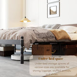 COMASACH Heavy Duty Full Size Bed Frame with Storage & Mattress Stopper, Platform Metal Bed Frame - No Box Spring Needed, Easy Assembly, Noise Free & Anti-Slip, Black COMASACH