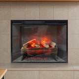 Modern Ember Uptown 28" Smart Electric Fireplace Insert with Remote, Alexa/WiFi Enabled - 1,000 Sq Ft Electric Heater with Realistic Flames and Log Set, Concrete Background Modern Ember