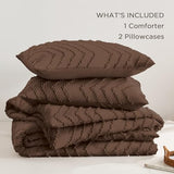 Andency Brown Comforter Set King Size, Boho Soft Warm Tufted Bedding Comforter Sets for King Size Bed, 3 Pieces Aesthetic Chevron Farmhouse Cute Bohemian Textured Bedding Set