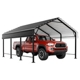JY QAQA 12 x 15 FT Metal Carport Kits with Galvanized Steel Roof, Heavy Duty Metal Carport Canopy, Outdoor Car Tent Garage Shelter for Car, SUV, Truck and Boats JY QAQA PET