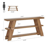 Tribesigns 70.9" Extra Long Console Table with Storage, 3-Tier Narrow Wooden Sofa Table Behind The Couch, Farmhouse Entry Foyer Table for Entryway, Living Room, Hallway, Brown Tribesigns