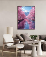 5D Diamond Painting Fuji Mountain Diamond Art Kits for Adults, Cherry Blossoms Diamond Art Kits, Square Drill Diamond Painting, DIY 5D Diamond Dots Gem Art Paintings, Home Wall Decor 20x28in a-I Peepezo