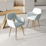 GOOLON Home Office Desk Chair Set of 1, Corduroy Fabric Vanity Chair for Makeup with Hollow Backrest, Comfy Armchair Wood Frame with Strudy Metal Legs, Light Blue GOOLON
