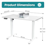 NEWBULIG Electric Standing Desk, Height Adjustable Sit Stand Up Desk, 63" X 24"Computer Workstation Rising Home Office Gaming Table with Memory Preset Splice Board, White NEWBULIG