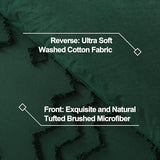 Andency King Size Comforter Set, 3 Pieces Dark Emerald Green Boho Tufted Geometric Shabby Chic Bedding, Soft Fluffy Farmhouse Bed Set, Jacquard Textured Comforter for All Season (104x90 Inch)