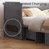 PUREMIND Murphy Bed Queen with Tri-Fold Mattress, Modern Murphy Cabinet Bed with USB Charging Station & Large Storage Drawer, Space-Saving Full Foldable Platform Bed for Guest Bedroom (Gray) PUREMIND