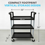 Simpli-Magic Rolling Utility Cart on Wheels, Heavy Duty Multi-Purpose Service Cart, Silver & Black, Garage, Warehouse & Commercial Use