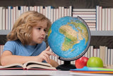 Replogle Ready to Assemble World 12" Diameter Globe, USA Cartography, Modern Acrylic Globe Stand and Blue Ocean Globe Ball. Easy to assemble globe that shows both Political and Vegatative information including political borders and provincial borders, maj Replogle