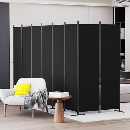 C-Hopetree 8 Panels Room Divider, 6 Ft Tall Indoor Folding Privacy Screen, Portable Partition Separator, Freestanding Separation Temporary Wall for Office, Bedroom, 160" W X 71" H, Black C-Hopetree