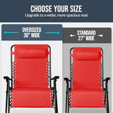 Best Choice Products Set of 2 Extra Wide Adjustable Steel Mesh Zero Gravity Lounge Chair Recliners w/Pillows and Cup Holder Trays - Crimson Red