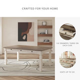 Signature Design by Ashley Bolanburg Farmhouse Rectangular Dining Table, 3 Drawers On Each Side, Seats 6, Wood, 71.88" W x 39.88" D x 31.13" H, Whitewash Signature Design by Ashley