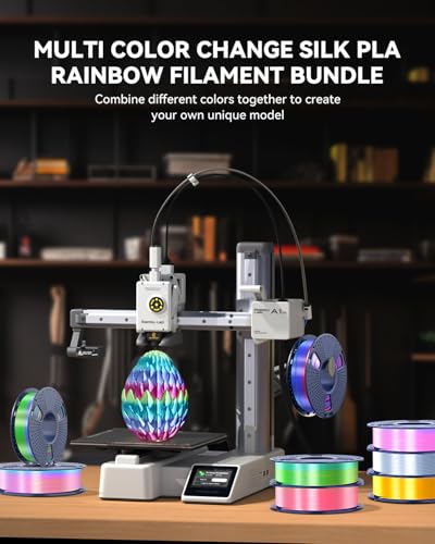 JAYO 3D Printer Filament Bundle, PLA Silk Filament Bundle Multicolor, Shiny Silk PLA Filament 1.75mm, Fast Color Change Rainbow, 250g Spool, 8 Rolls, 2kg in Total JAYO