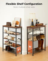 Pipishell 5-Tier Shoe Rack for Entryway and Small Spaces with Wooden Top & Metal Frames, Shoe Storage Organizer with Adjustable Storage Shelves, PISRB4 Pipishell