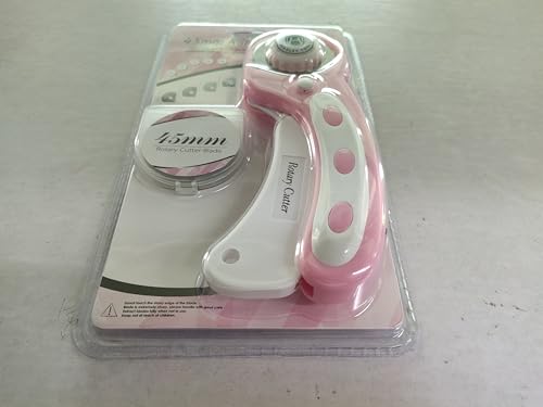 45mm Rotary Cutter with 5pcs Extra Blades, Ergonomic Handle Rolling Cutter with Safety Lock for Fabric, Leather, Crafting, Sewing, Quilting, Fabric Rotary Cutter Perfect for Left & Right Hand(Pink) Headley Tools