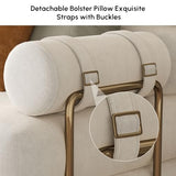homary Velvet Futon Sofa Bed, 81" Convertible Sleeper Couch with Detachable Bolster Pillows, Stainless Steel Legs, Modern 3-Seater Sofa for Living Room, Apartment & Small Spaces (White) homary