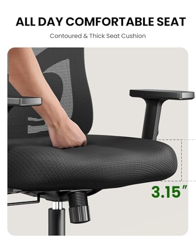 Marsail Ergonomic Office Chair Ergonomic Gaming Chair with Lumbar Support, 2D Headrest, Adjustable Armrests, Contoured Seat Cushion, Computer Desk Chair with Wheels for Home and Office Marsail