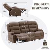 Reedvales Oversized Recliner Sofa with Heat and Massage, Big Large 3-Seater RV Recliner Couch Sofa for Living Room, Wall-Hugger Reclining Sofa with Cup Holders and USB Port (Fabric, Brown)