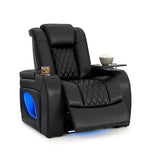 Seatcraft Virtuoso LT Home Theater Seating, Black Zero Gravity Italian Leather Power Recliner Sofa, Gaming and Home Office Chair with Powered Headrest & Lumbar, Heat & Massage, Single Recliner